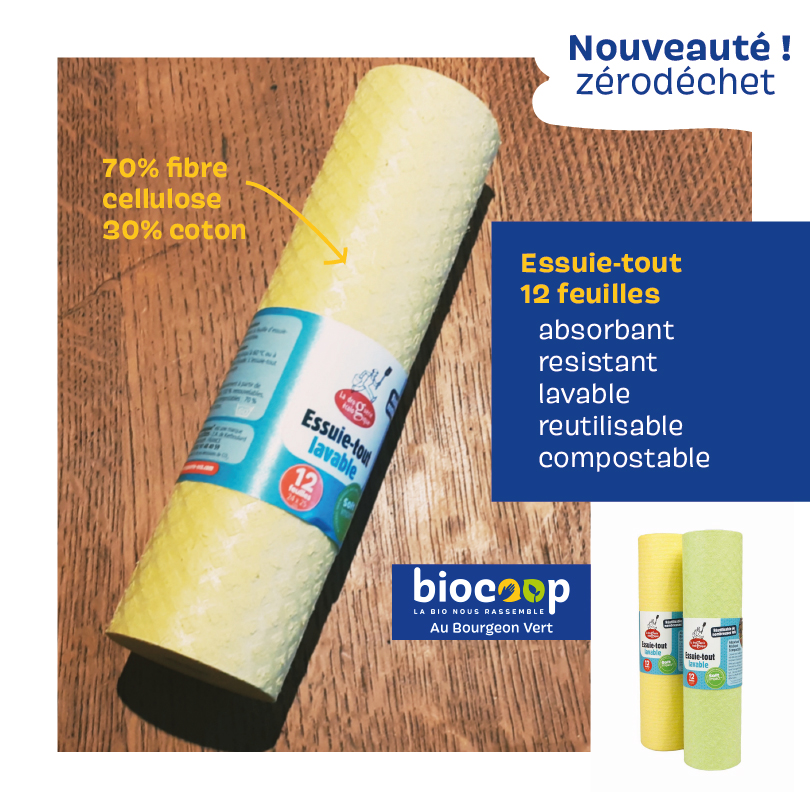 Essuie-tout lavable, Papier Absorbant réutilisable en bambou, Multi-usage, Antibactérien, Résistant, épais et absorbant, 20 feuilles réutilisables