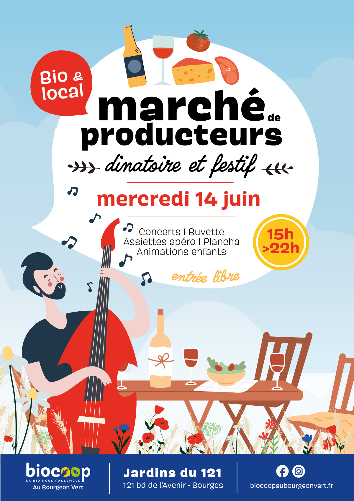 Marché de producteurs dinatoire, festif, bio et local 