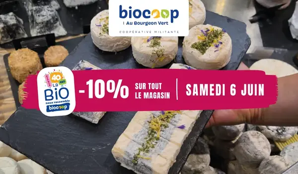 [40 ans Biocoop] Une remise exceptionnelle de 10% dans tous nos rayons le samedi 6 juin !