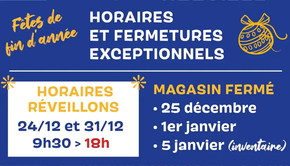 horaires fermeture décembre